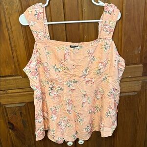 Torrid Women’s Light Peach Pink Floral Tank Top Blouse Size 1 (14/16)
